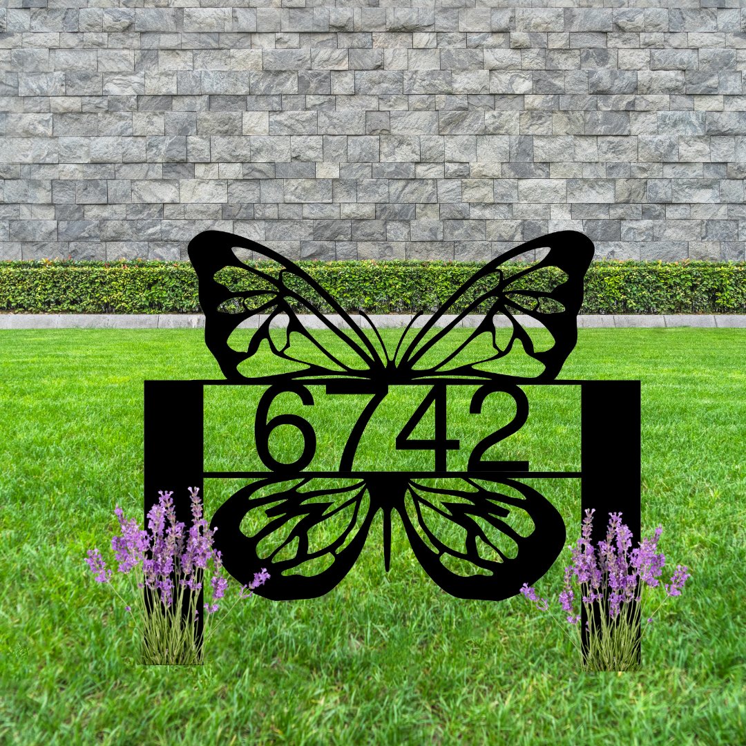 Butterfly Personalized Home Address Yard Sign - My Metal Wall Art