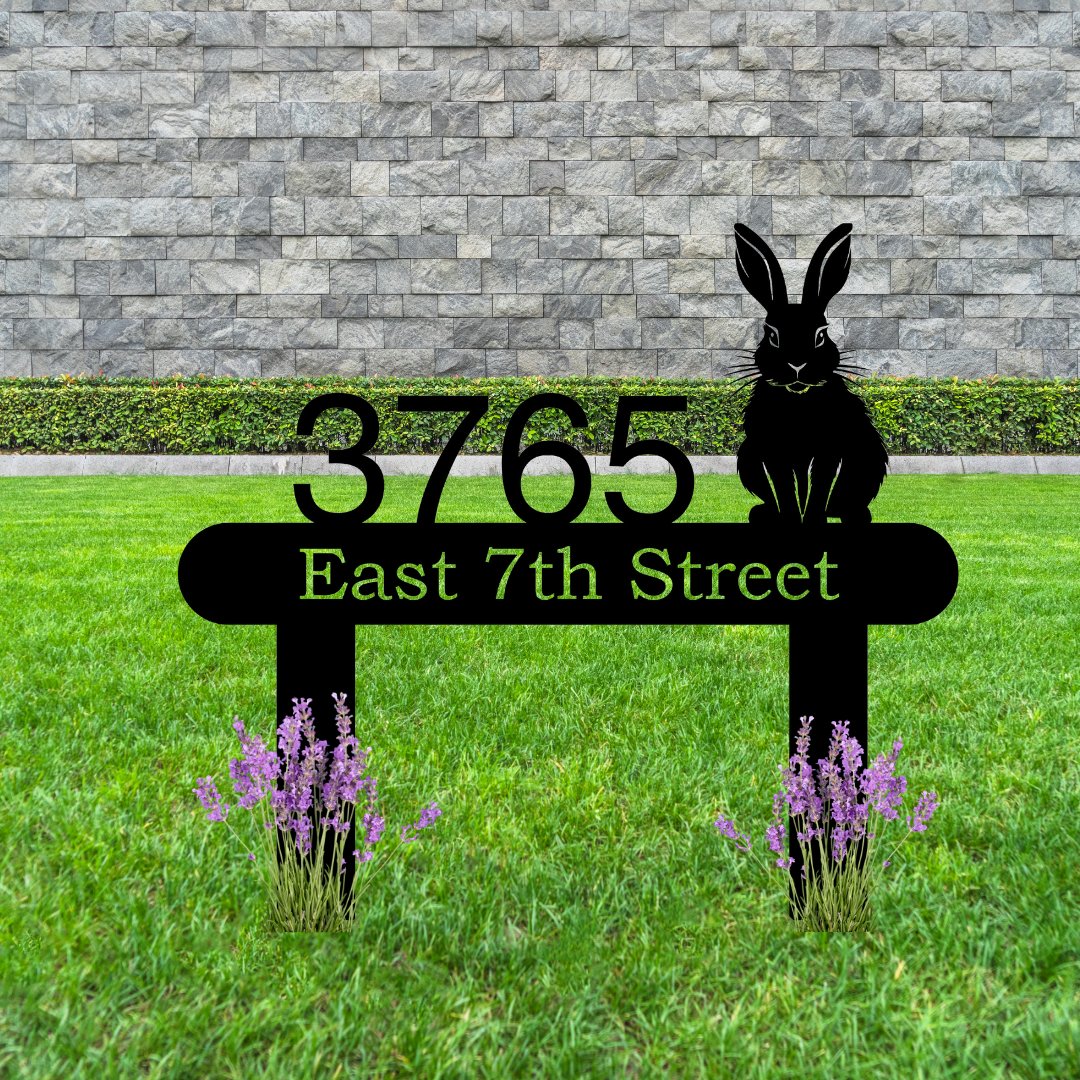 Bunny Personalized Home Address Yard Sign - My Metal Wall Art