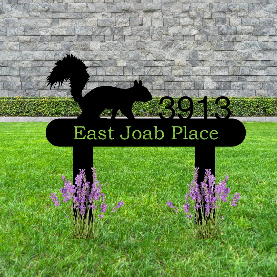 Squirrel Personalized Home Address Yard Sign - My Metal Wall Art