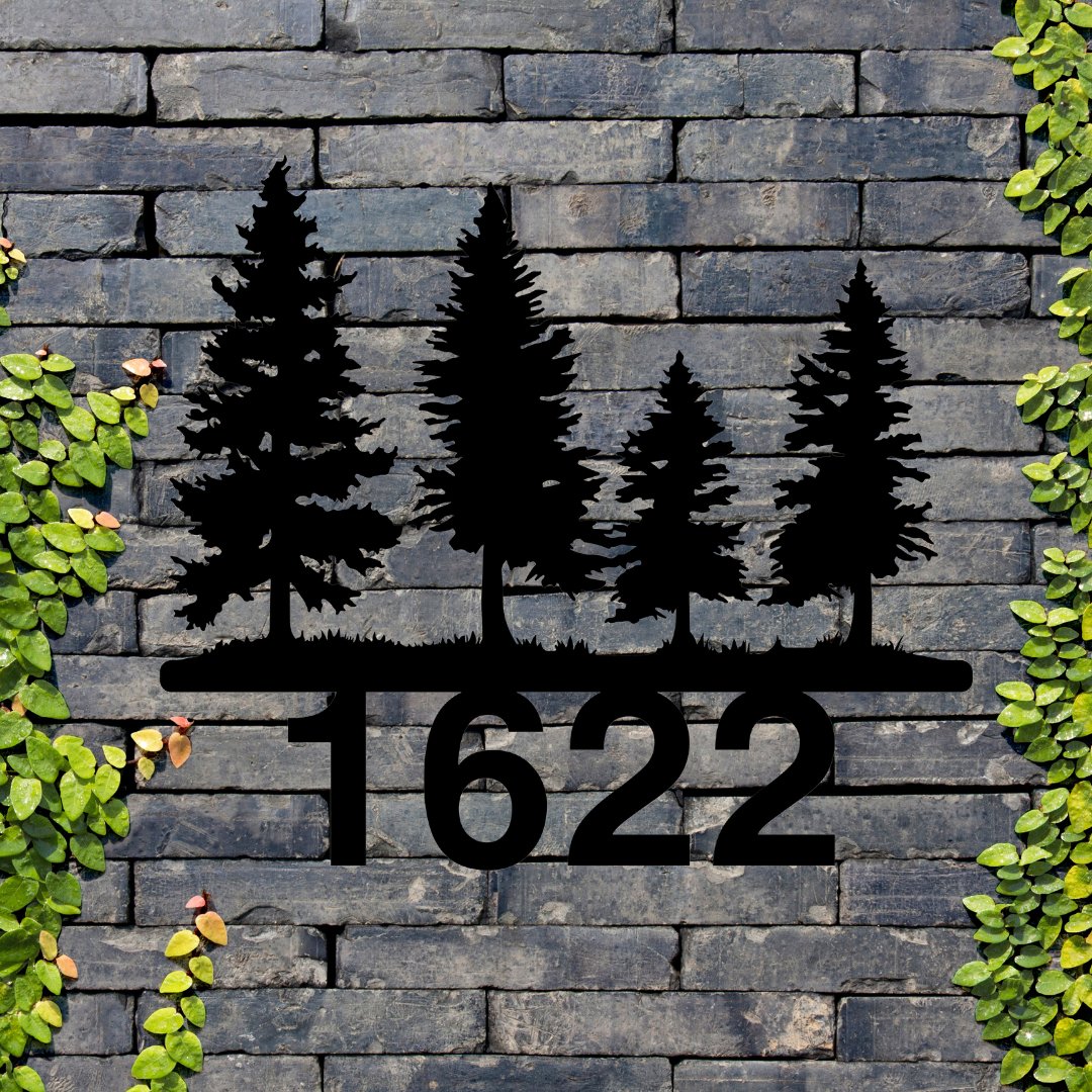 Personalized Fir Trees Metal Address Sign - My Metal Wall Art