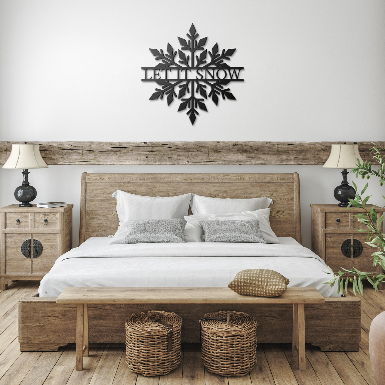 Let It Snow Snowflake Holiday Metal Wall Art